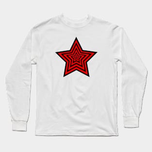 Black and Red Star illusion Long Sleeve T-Shirt